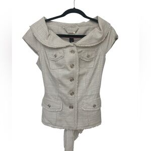 White House Black Market Chic Cream Cap Sleeve Blazer with matching skirt